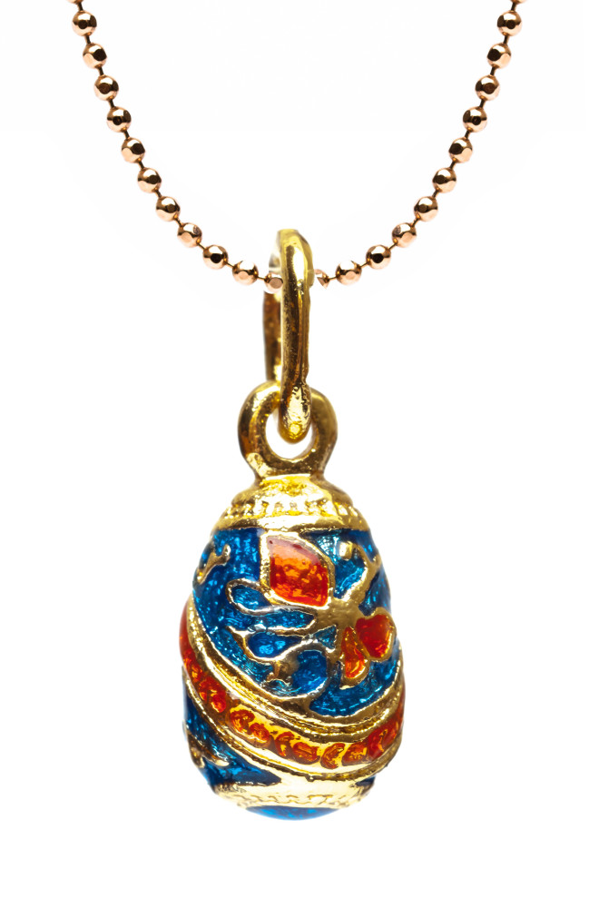 Butterfly Small Blue and Red Egg Pendant