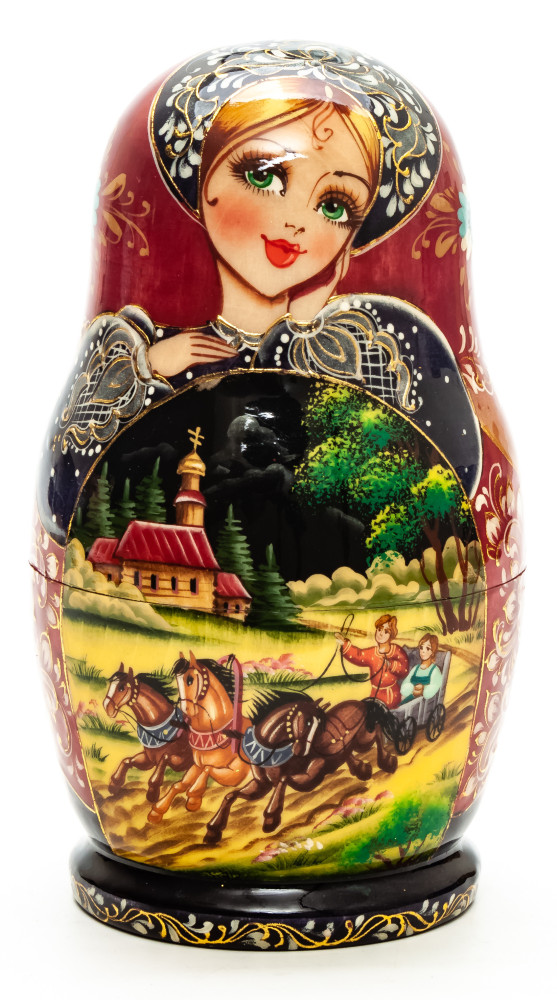 Shop Exclusive Nesting Dolls 160 mm Russian Troika hand painted on Wooden Matryoshka doll 5 pcs (by Valeria Crafts) online at Skazka.site | Eligible for fast shipping and free returns. 160 mm Russian Troika hand painted on Wooden Matryoshka doll 5 pcs (by Valeria Crafts)