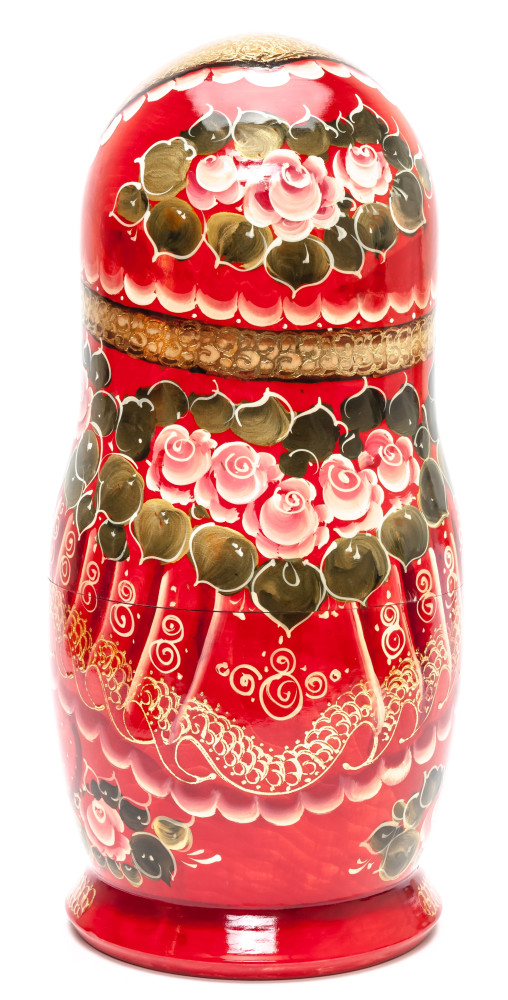 370 mm Moscow Cathedrals hand painted wooden Red Matryoshka Doll 20 pcs (by Valery Matryoshka Studio)