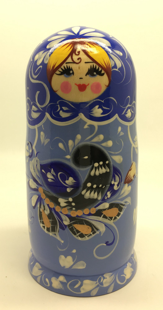 Gzhel Hand Painted Matryoshka Doll 5pcs