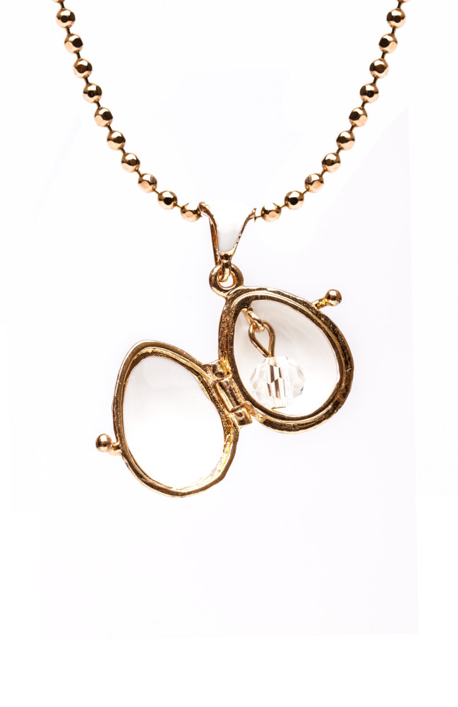 Flower Opening White and Yellow Egg Pendant