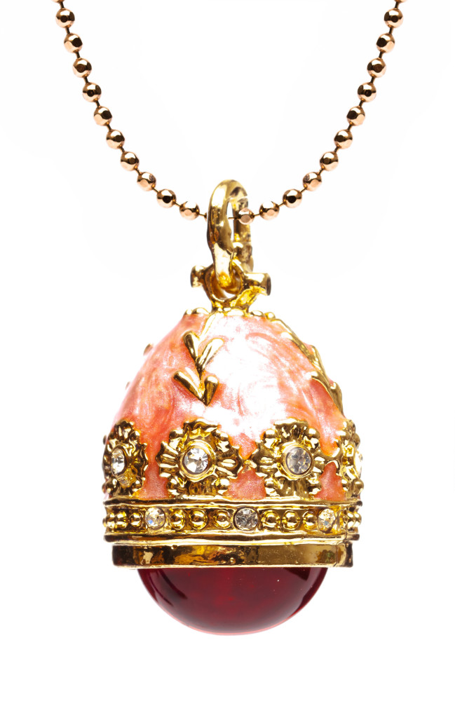 Amber Pink Egg Pendant