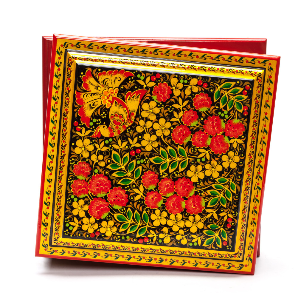 230x230 mm Khokhloma Painting Jewellery Wooden Box