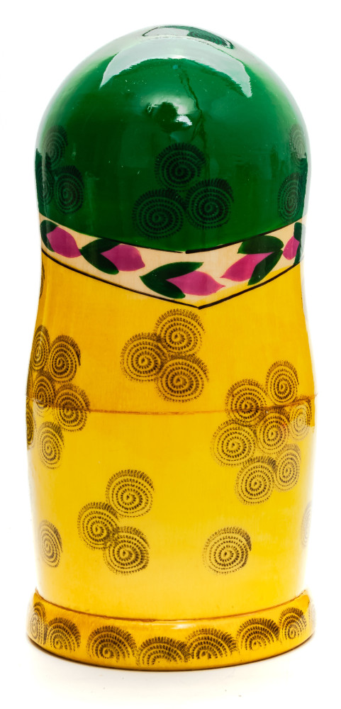 170 mm Green Head Semenovskaya Hand Painted Wooden Russian Matryoshka Nesting Doll 7 pcs inside (by Ivan Studio)