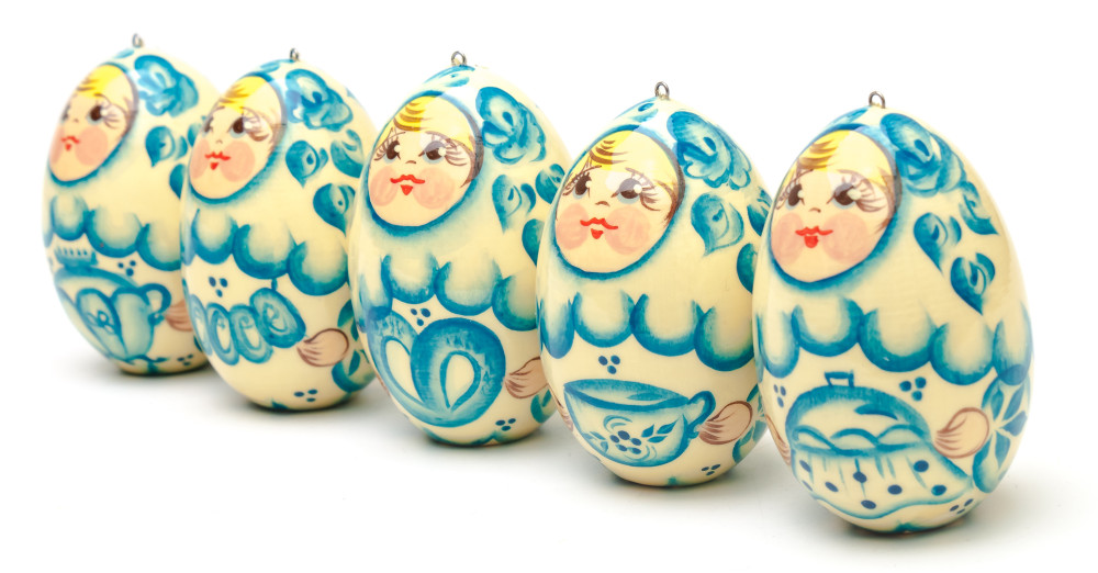 220x70 mm Russian Christmas Tree Ornaments set of 5 pcs (by Andrey Studio)