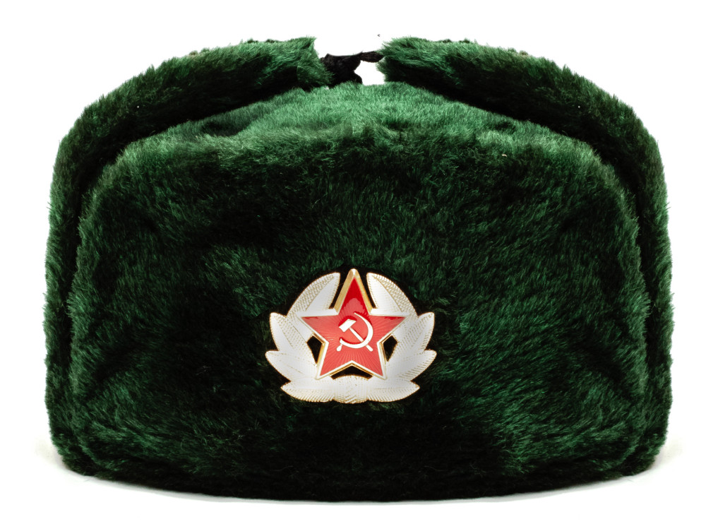 USSR Red Army Fur Ushanka Winter Hat (green, any size)