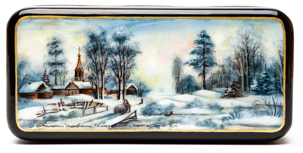 145x70mm Russian Winter Hand Painted Jewellery Box (by Tatiana Shkatulka Crafts)