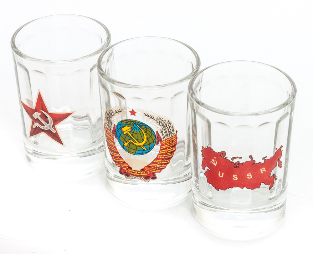 50 ml USSR decal Faceted Shot Glass set of 3 pcs (by AKM)