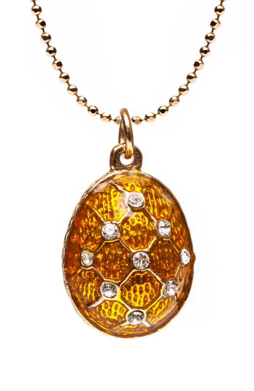 Mesh with Rhinestones Yellow Egg Pendant