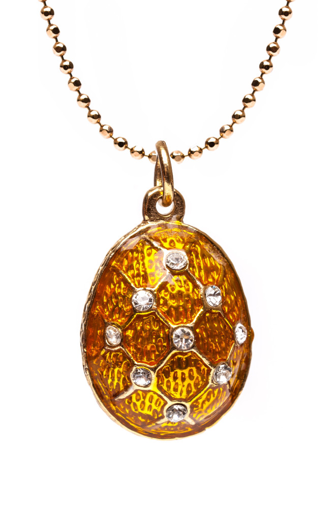 Mesh with Rhinestones Yellow Egg Pendant