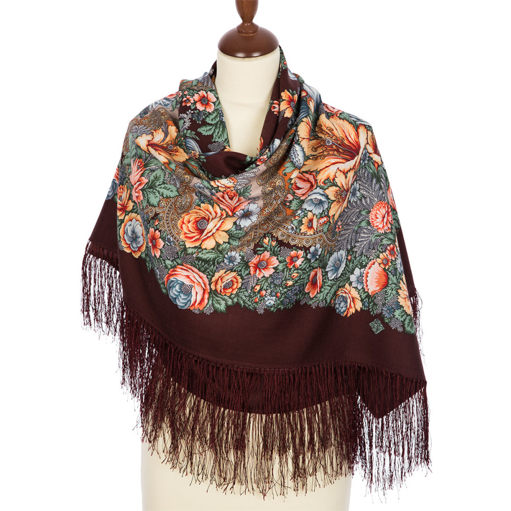 Shop Double-Thread Woolen Yarn Scarves with Silk Fringe 135x135 cm Платок «Цветочная симфония» online at Skazka.site | Eligible for fast shipping and free returns. Платок «Цветочная симфония»
