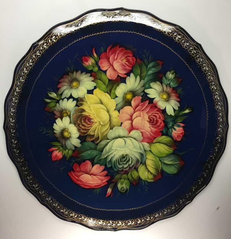 Zhostovo Hand Painted Metal Tray