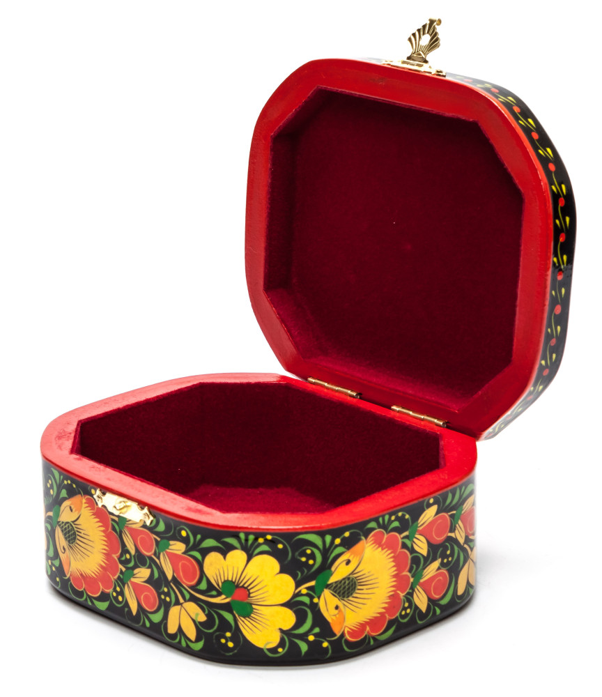 120x100 mm Khokhloma Painting Jewellery Wooden Box