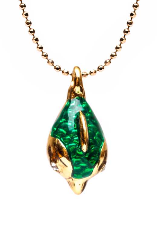Dolphin Small Green Egg Pendant
