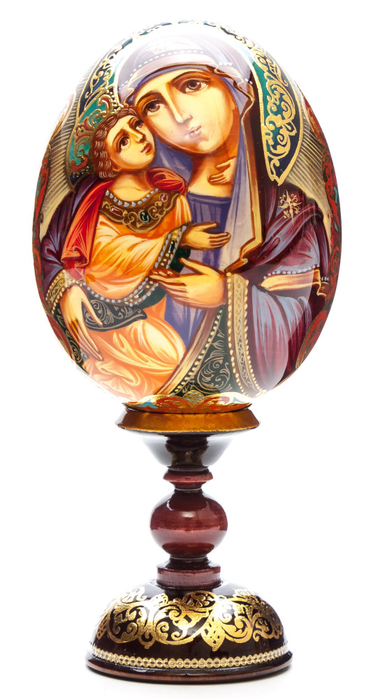 180 mm Feodorovskaya Godmother hand painted on wooden egg (by Hamlet Crafts)