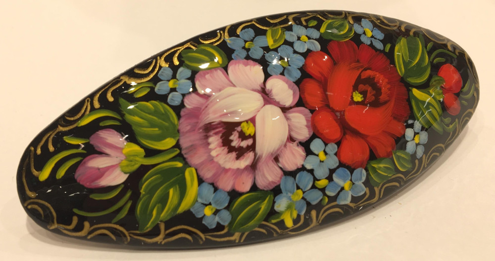 Lada Hair Clip Hand Painted Zhostovo Art