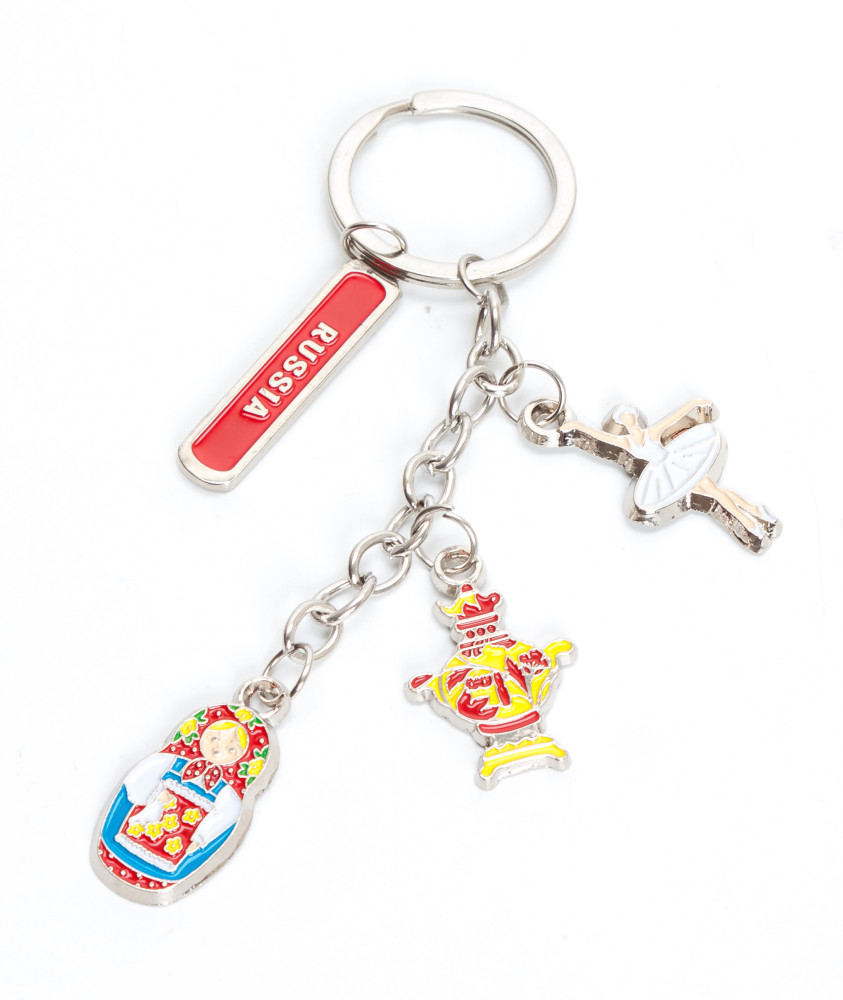 Ballerina Matryoshka Samovar Metal Key Chain (by AKM Gifts)