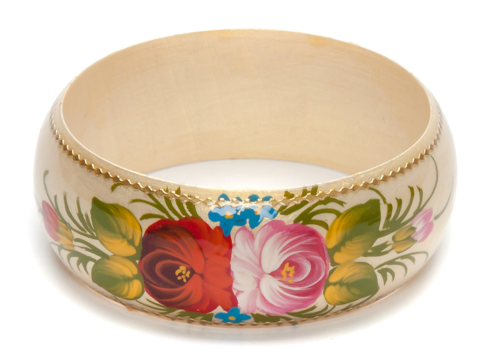  80x31 mm Zhostovo Hand Painted Bracelet (by Lada Workshop)
