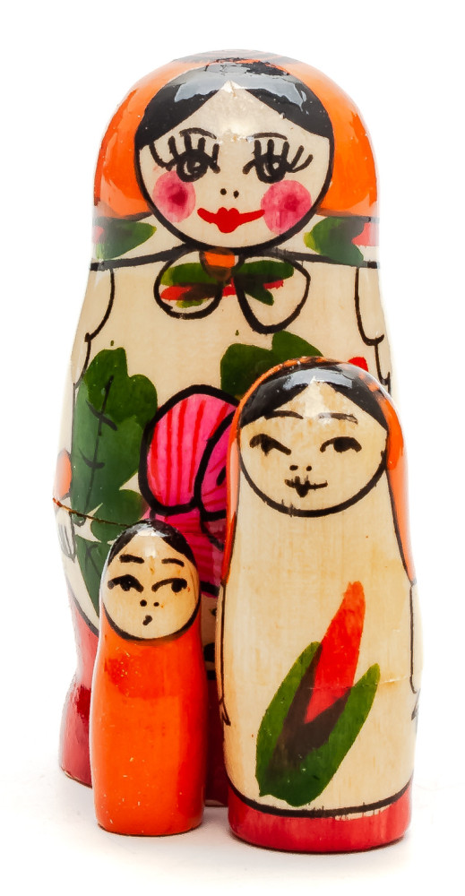 70 mm Orange Head Semenovskaya handpainted wooden Russian Matryoshka Doll 3 pcs (by Ivan Studio)