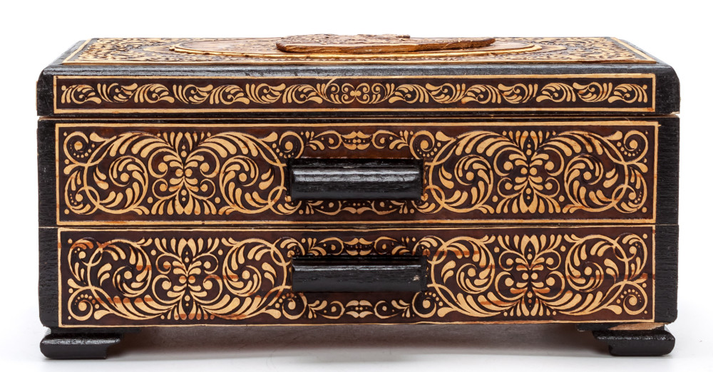 160x90mm Russian Troika hand made Birchbark Jewelry Box (by Maxim Birch)