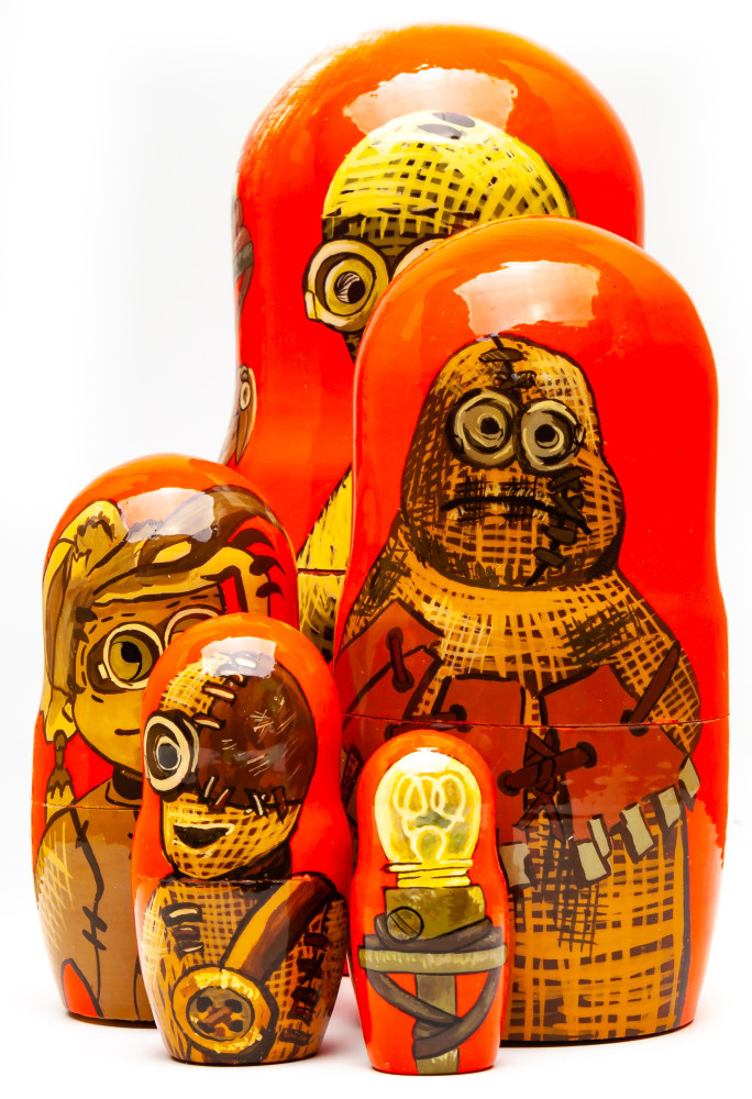 180mm The 9 Hand Painted Matryoshka Doll 5 pcs (by Konstantin Studio)