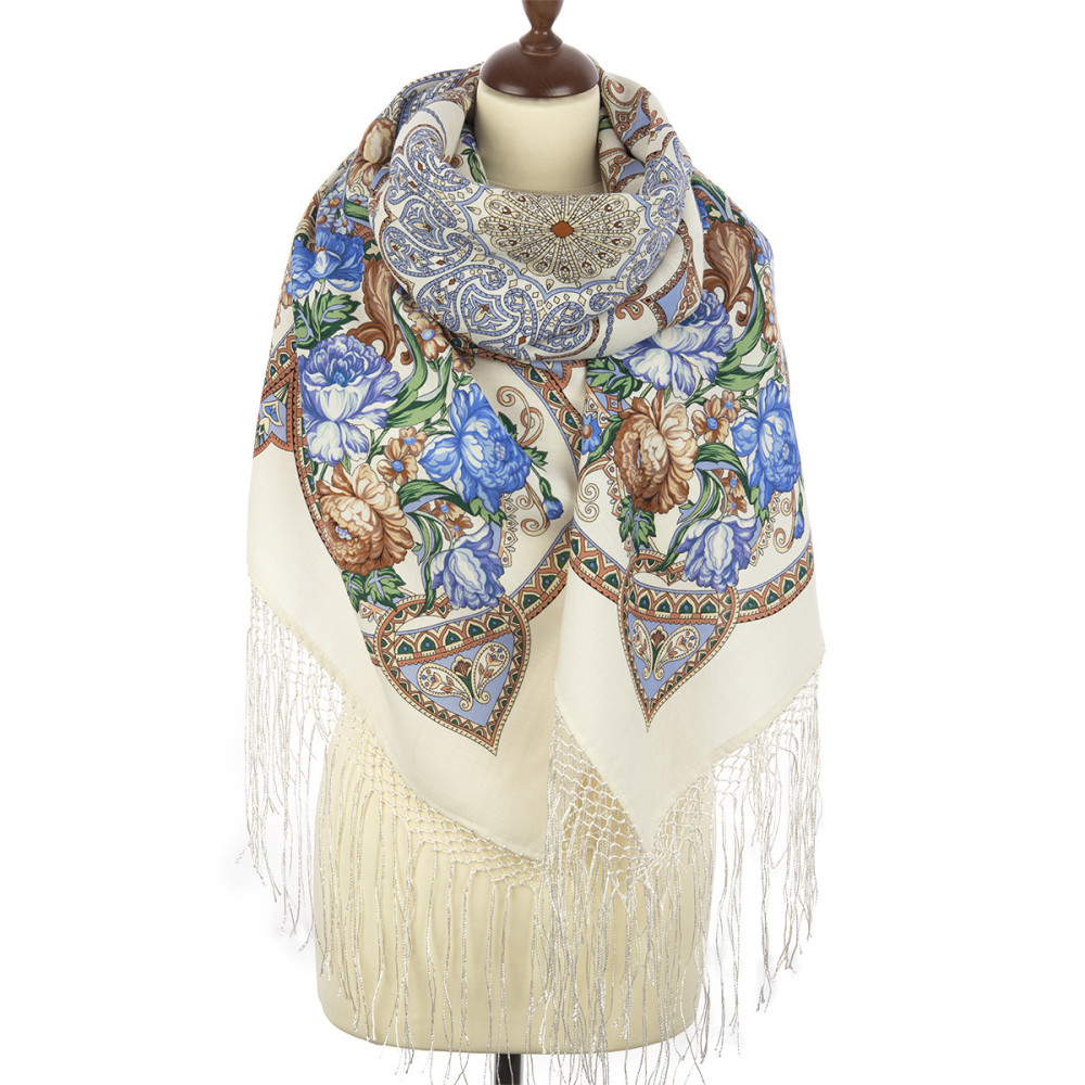 Shop Thick Woolen Fabric Shawls with Silk Fringe 148x148 cm Шаль «Княжеский» online at Skazka.site | Eligible for fast shipping and free returns. Шаль «Княжеский»