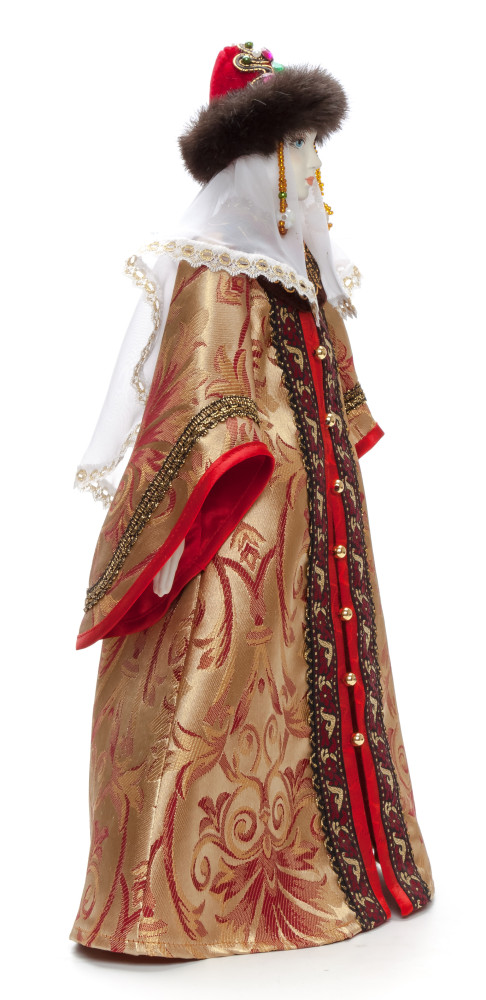 The Princess in a Winter Dress and Fur Hat hand-sewn Porcelain Doll - 21 Inches