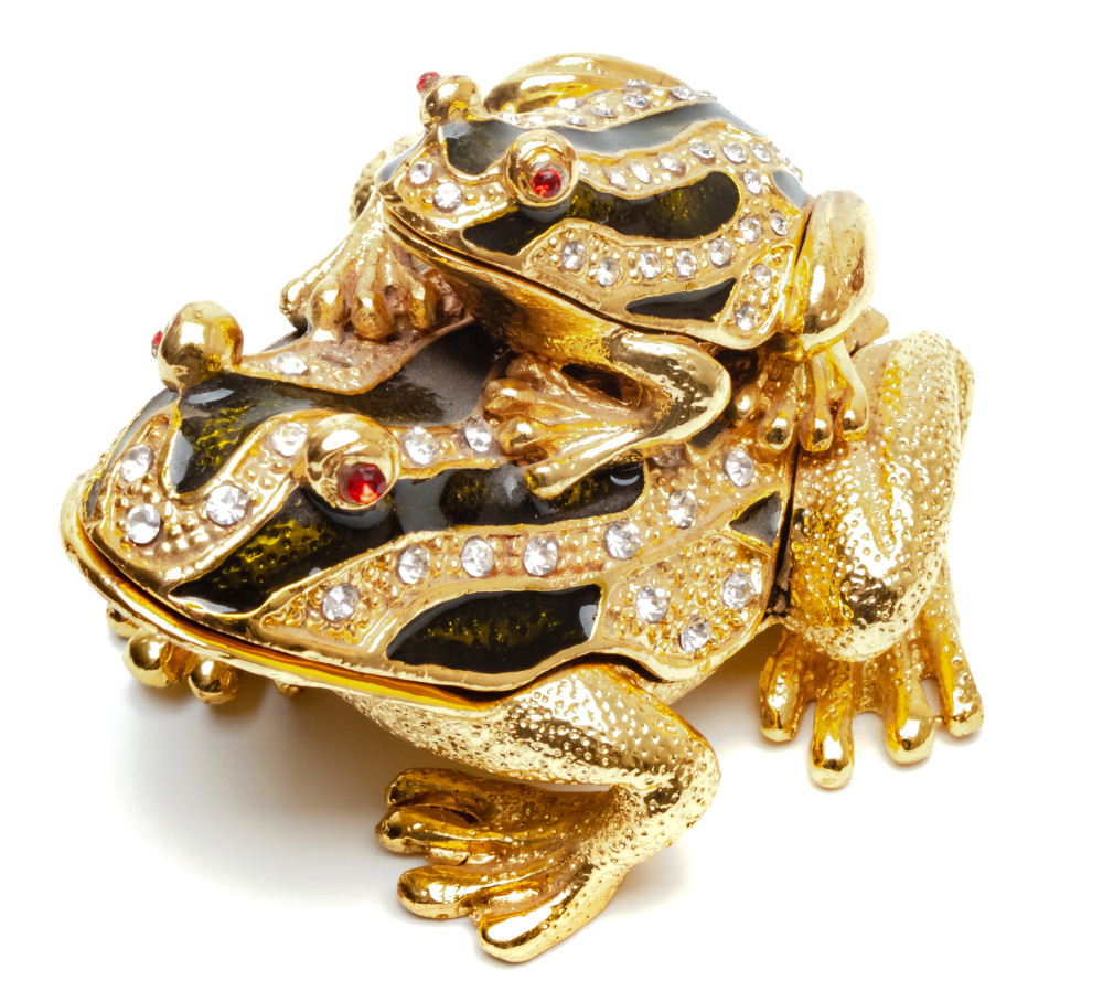 60 mm Little Frog Sitting on Mom's Back Faberge Jewelry Box