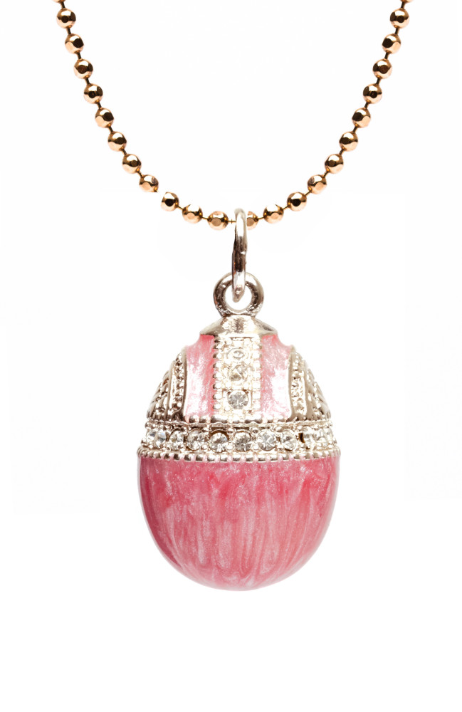 Water Drop with Rhinestones Pink Egg Pendant