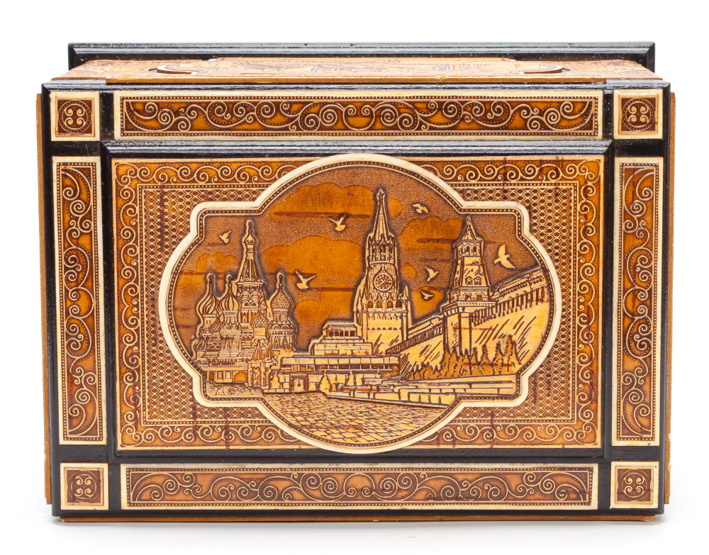190x140 mm Moscow Kremlin hand made Birchbark Jewelry Box (by Maxim Birch)