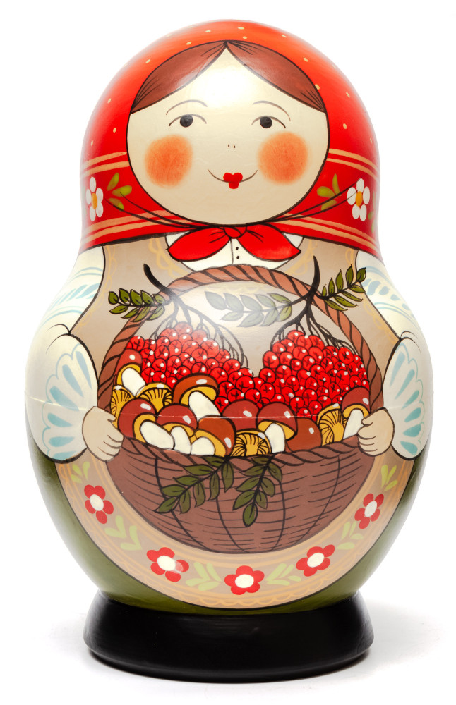 Shop Exclusive Nesting Dolls 190 mm Maiden with the Basket of Berries and Mushrooms hand painted Traditional Russian Wooden Matryoshka round doll 10 pcs (by Sergey Malyutin) online at Skazka.site | Eligible for fast shipping and free returns. 190 mm Maiden with the Basket of Berries and Mushrooms hand painted Traditional Russian Wooden Matryoshka round doll 10 pcs (by Sergey Malyutin)