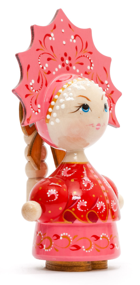 140 mm Russian Girl in Kokoshnik hand painted Wooden Doll (by Summer Shine)