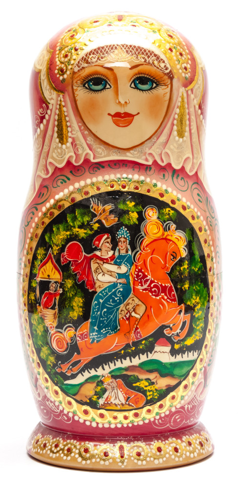 Shop Exclusive Nesting Dolls 270 mm Sleeping Beauty fairytale hand painted wooden Matryoshka doll 10 pcs (by GOLDEN COCKEREL) online at Skazka.site | Eligible for fast shipping and free returns. 270 mm Sleeping Beauty fairytale hand painted wooden Matryoshka doll 10 pcs (by GOLDEN COCKEREL)