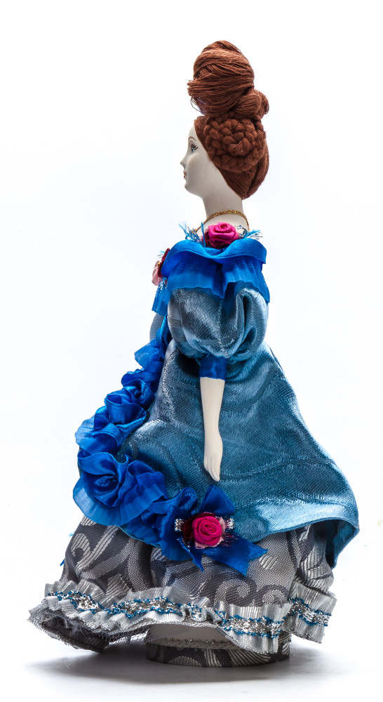 Russian Girl hand made Porcelain Doll in a 19th century Dress with a Fan- 11 Inches (by Le Russe)