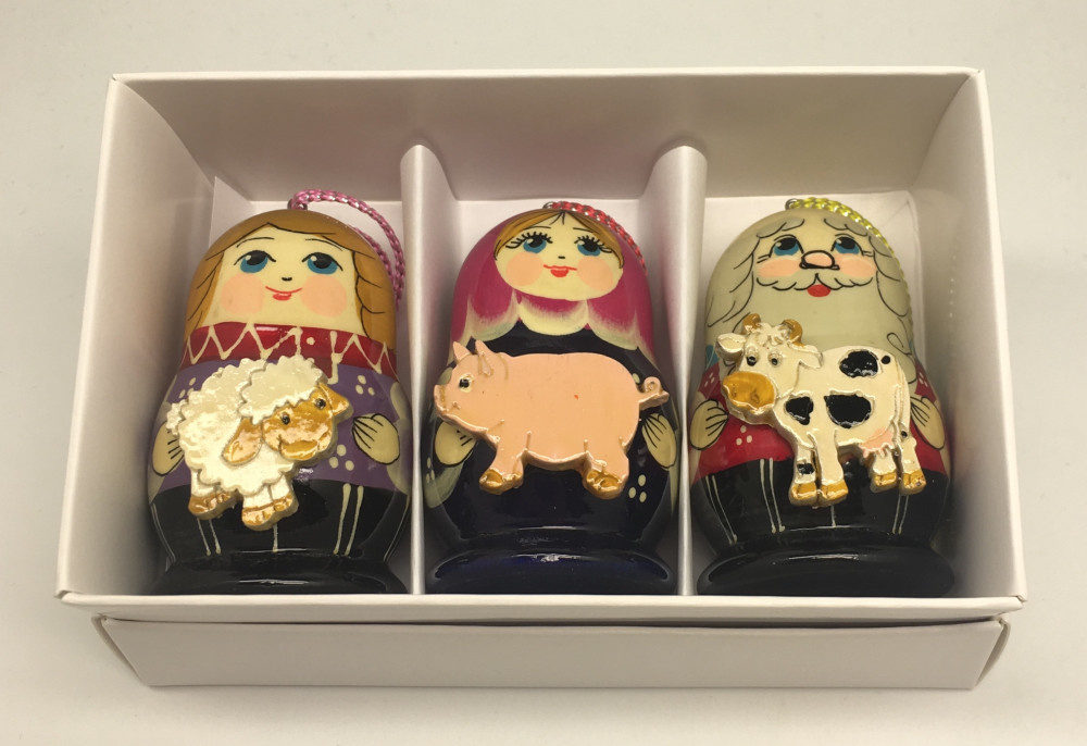 Matryoshka with Animals Christmas Ornaments 