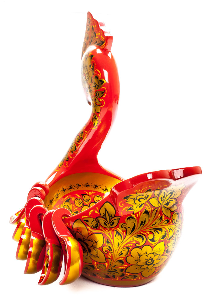 200x260 mm Duck Khokhloma hand painted wooden Ladle for Wine with small Ladles