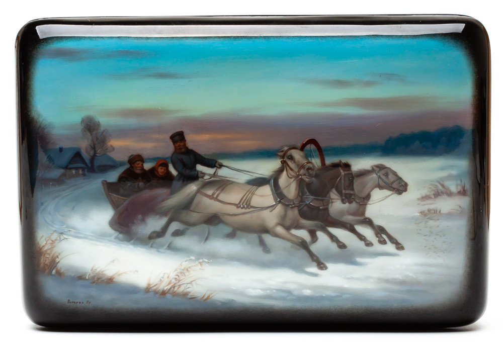180x120mm Russian Troika Hand Painted Jewellery Box (by Alexander G Studio)