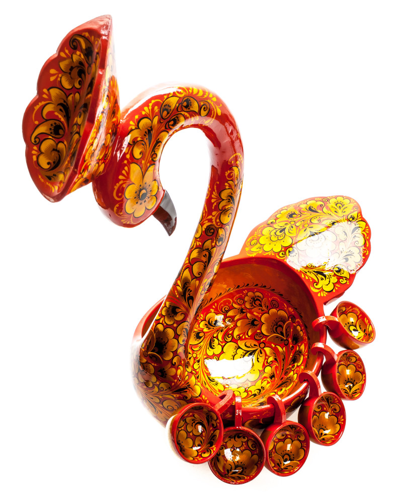 210x330 mm Duck Khokhloma hand painted wooden Ladle for Wine with small Ladles