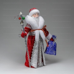 Santa Claus hand made Porcelain Doll with a Staff and a Gift Bag - 11 Inches (by Le Russe)
