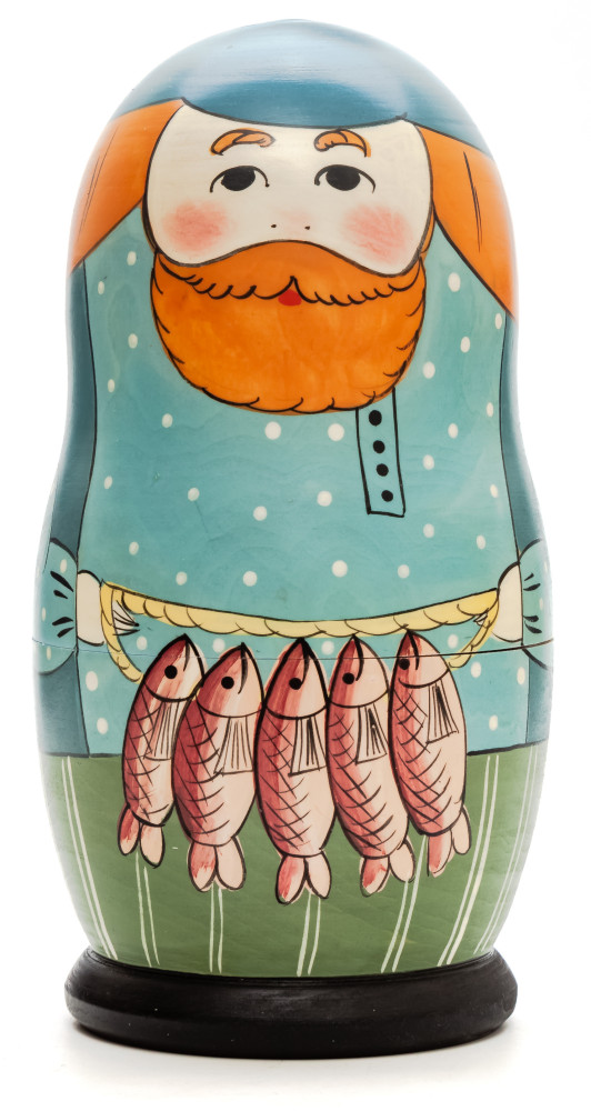 Shop Exclusive Nesting Dolls 160 mm Fisherman hand painted Traditional Russian Wooden Matryoshka doll 5 pcs (by Sergey Malyutin) online at Skazka.site | Eligible for fast shipping and free returns. 160 mm Fisherman hand painted Traditional Russian Wooden Matryoshka doll 5 pcs (by Sergey Malyutin)