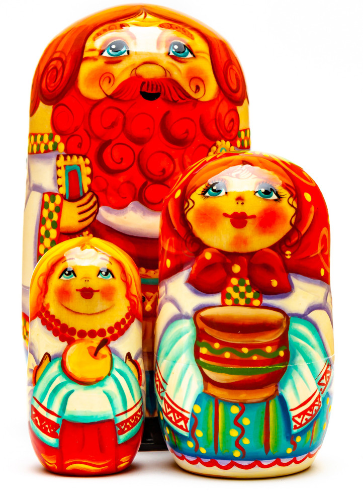 120mm Father with the Family hand painted Matryoshka 3pcs (by Gift Shop)
