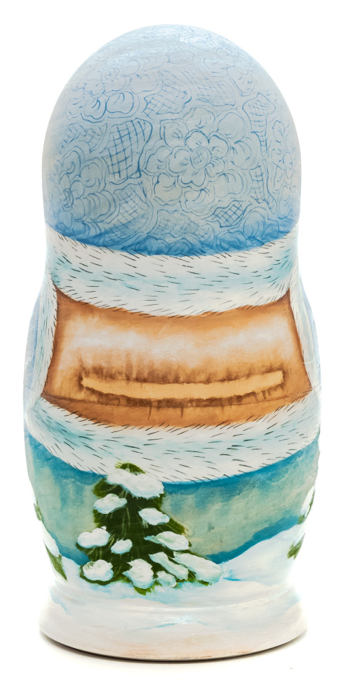 180 mm Snowmaiden plays with Animals hand painted wooden Russian Matryoshka doll 5 pcs (by Alexander Studio)