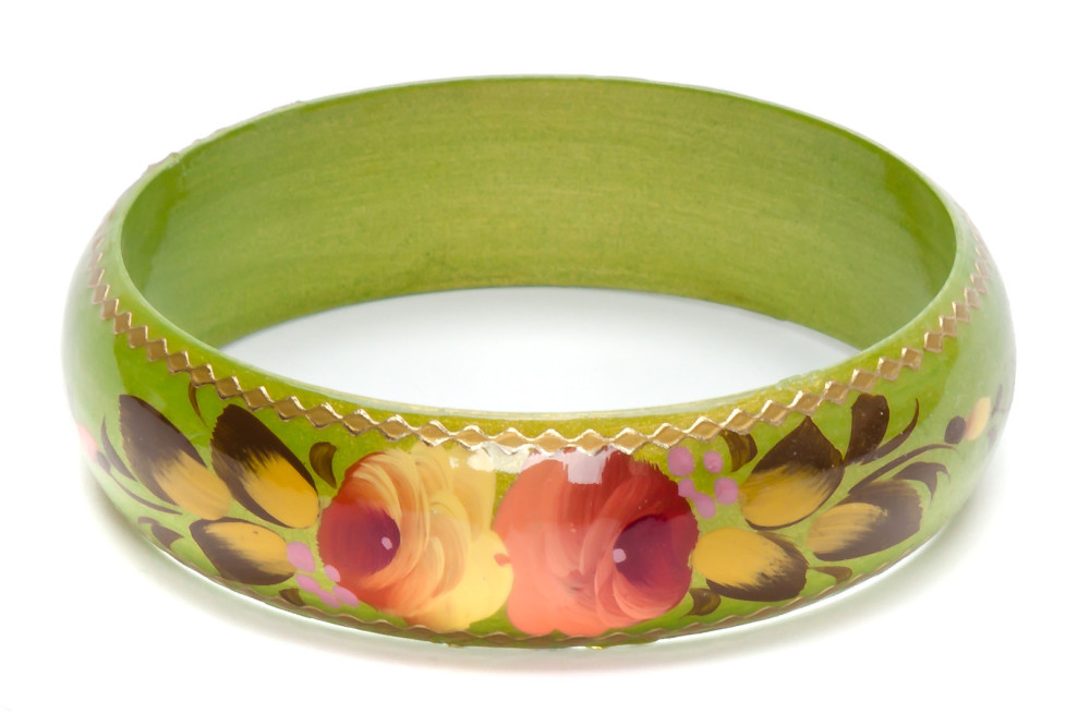 80x20 mm Zhostovo Hand Painted Bracelet (by Lada Workshop)