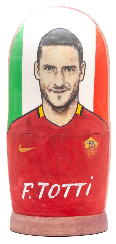 180mm Francesco Totti from Roma Hand Painted Matryoshka Doll 5 pcs (by Konstantin Studio)