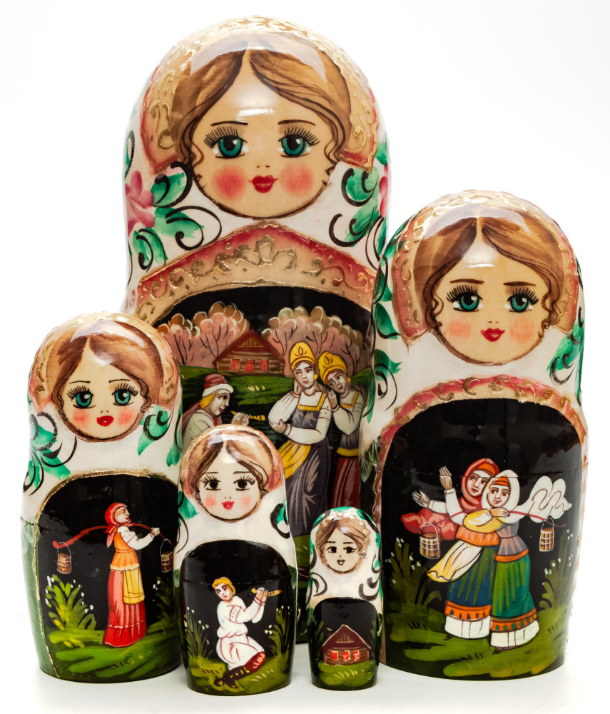 Shop Exclusive Nesting Dolls 180mm Russian Fairytrale hand painted Matryoshka round Doll 5pcs (by Skazka) online at Skazka.site | Eligible for fast shipping and free returns. 180mm Russian Fairytrale hand painted Matryoshka round Doll 5pcs (by Skazka)