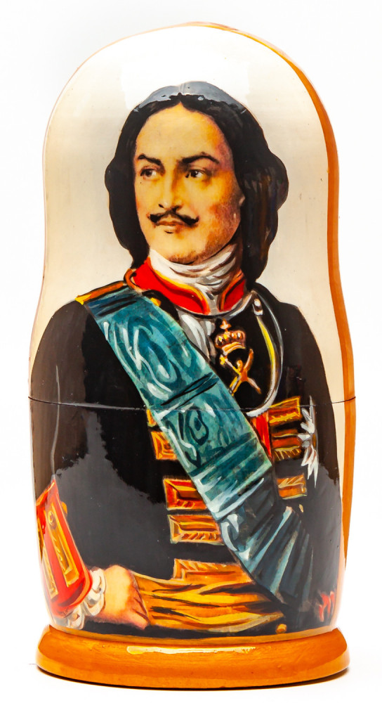 180mm Peter the Great Handmade wooden Matryoshka Nesting Doll 5 pcs (by Konstantin Studio)