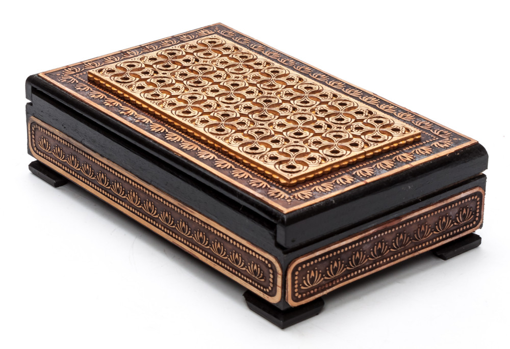 100x155 mm Siberian Patterns hand made Birchbark Jewelry Box (by Maxim Birch)