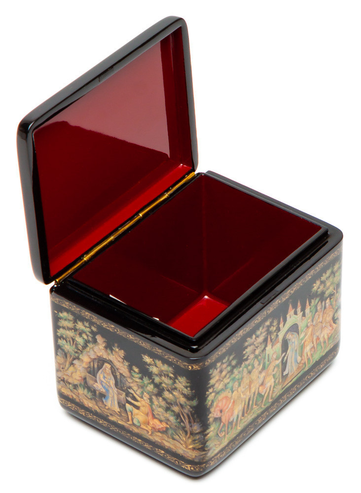 90x70mm The Tale of the Dead Princess and the Seven Knights hand painted lacquered box from Palekh (by Pavel Studio)