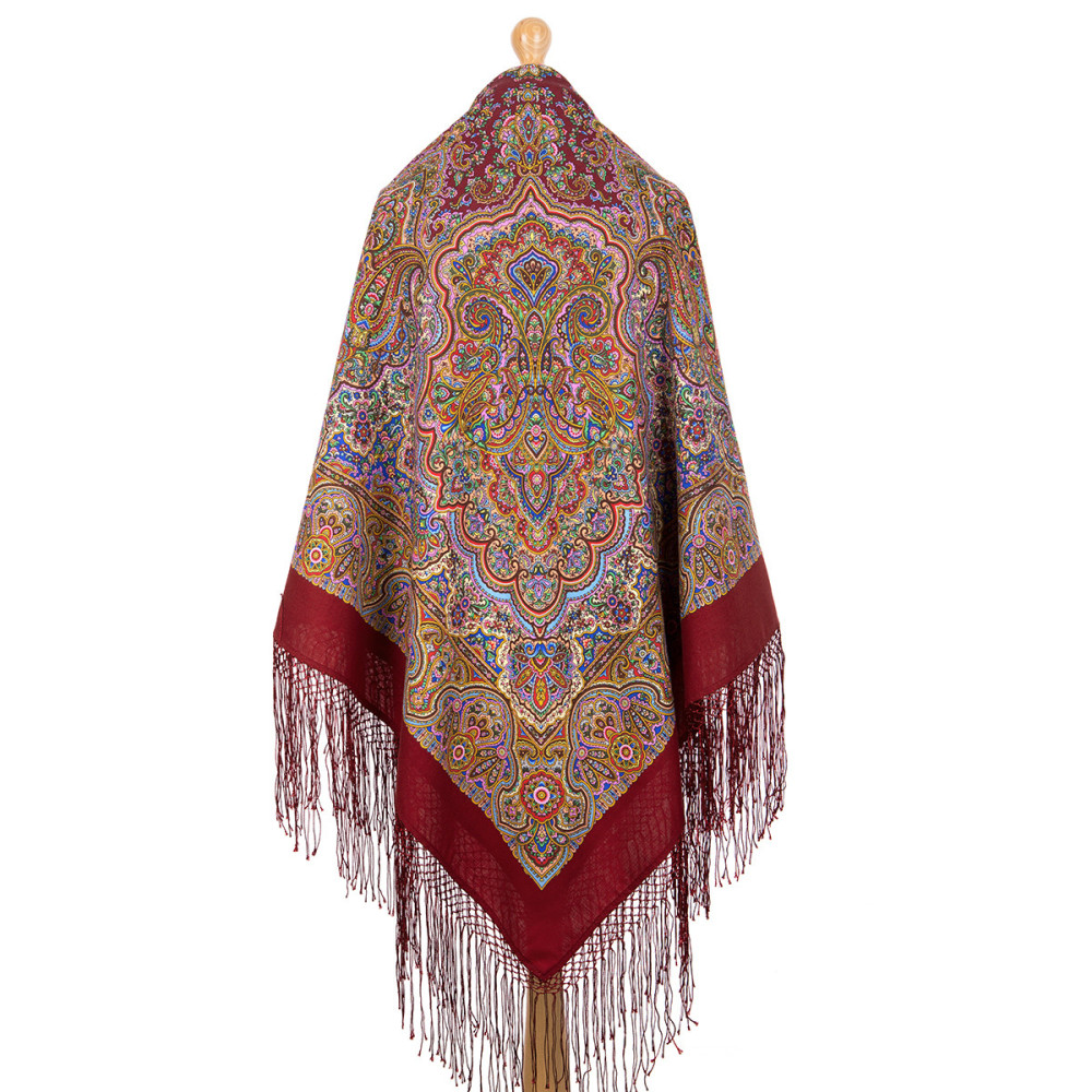 Shop Thick Woolen Fabric Shawls with Silk Fringe 148x148 cm Шаль «Богатая невеста» online at Skazka.site | Eligible for fast shipping and free returns. Шаль «Богатая невеста»