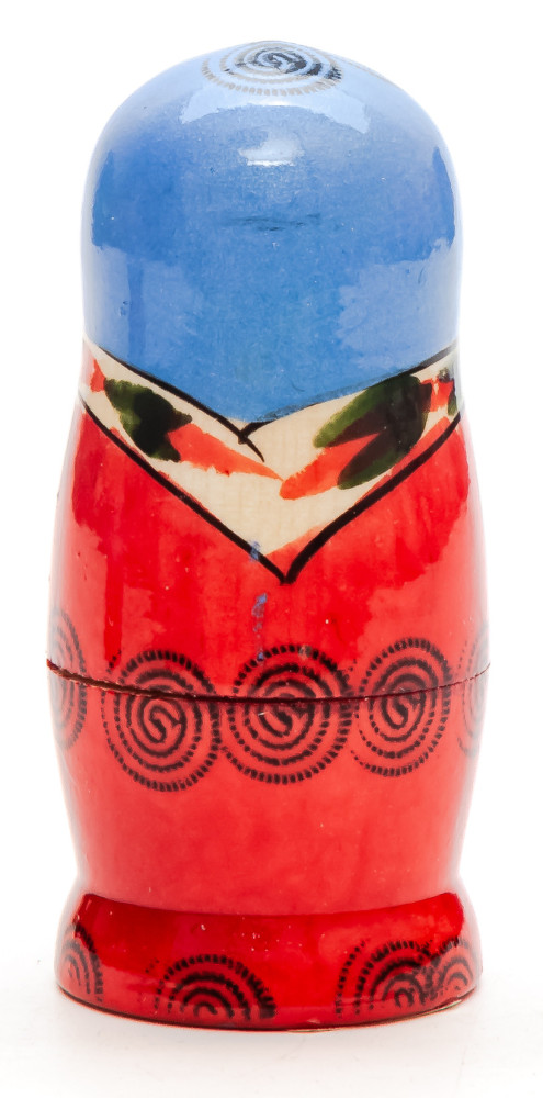 95 mm Blue Head Semenovskaya Hand Painted Wooden Matryoshka Nesting Doll 4 pcs inside  (by Ivan Studio)